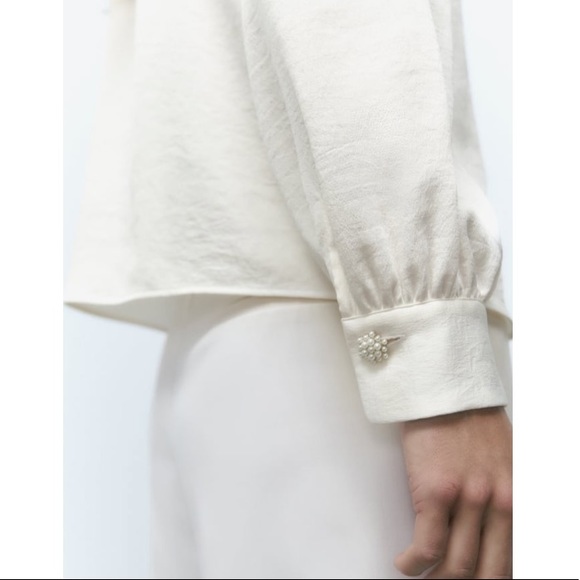 Zara Satin Shirt with Rhinestones - Picture 4 of 7